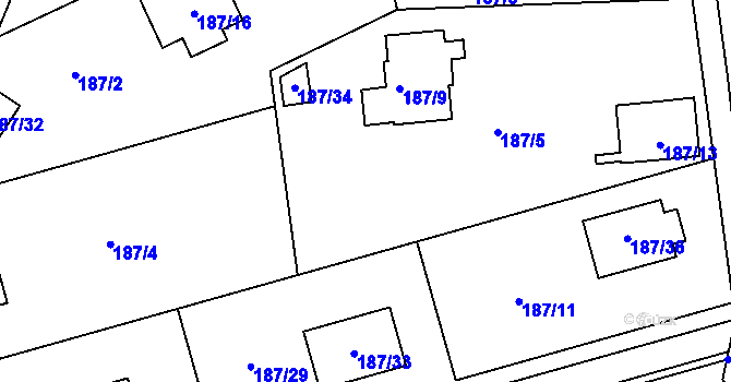 Parcela st. 187/6 v KÚ Vlachovice u Rokytna, Katastrální mapa