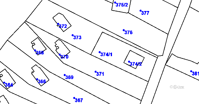Parcela st. 374/1 v KÚ Vlachovice u Rokytna, Katastrální mapa