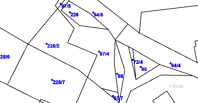 Parcela st. 97/4 v KÚ Vlachovice u Rokytna, Katastrální mapa