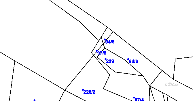 Parcela st. 97/5 v KÚ Vlachovice u Rokytna, Katastrální mapa