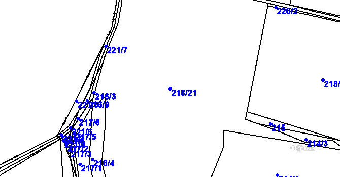 Parcela st. 218/21 v KÚ Vlachovice u Rokytna, Katastrální mapa