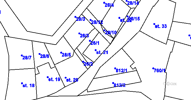 Parcela st. 21 v KÚ Rokytovec, Katastrální mapa