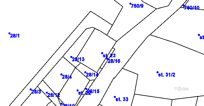 Parcela st. 23 v KÚ Rokytovec, Katastrální mapa