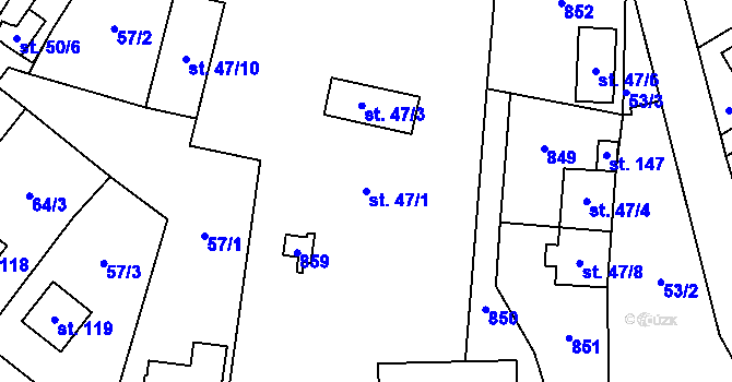 Parcela st. 47/1 v KÚ Rokytovec, Katastrální mapa