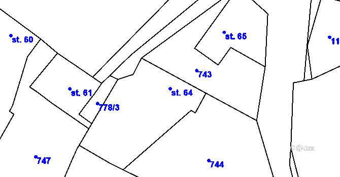Parcela st. 64 v KÚ Rokytovec, Katastrální mapa