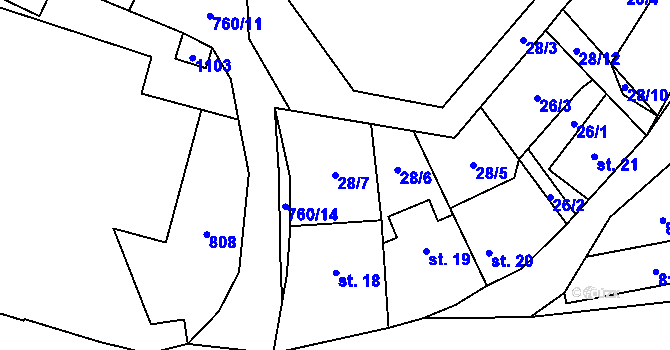 Parcela st. 28/7 v KÚ Rokytovec, Katastrální mapa