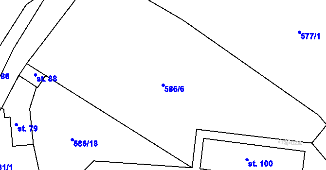 Parcela st. 586/6 v KÚ Rokytovec, Katastrální mapa