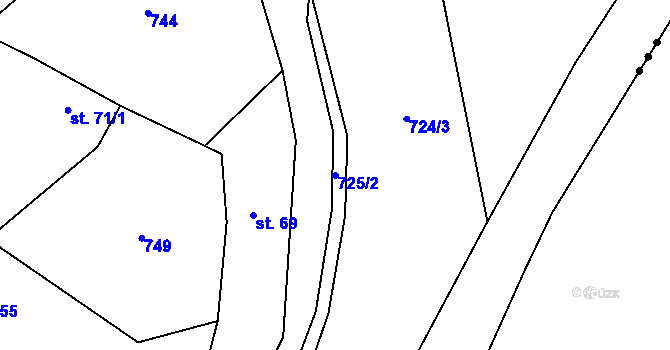 Parcela st. 725/2 v KÚ Rokytovec, Katastrální mapa