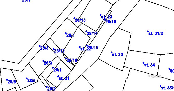 Parcela st. 28/15 v KÚ Rokytovec, Katastrální mapa