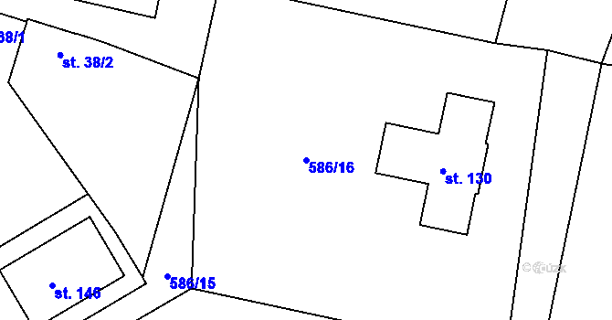 Parcela st. 586/16 v KÚ Rokytovec, Katastrální mapa