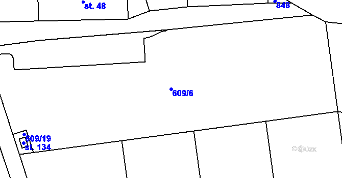 Parcela st. 609/6 v KÚ Rokytovec, Katastrální mapa