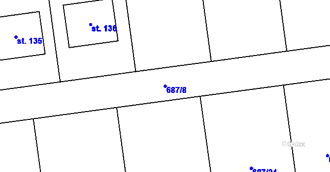 Parcela st. 687/8 v KÚ Rokytovec, Katastrální mapa