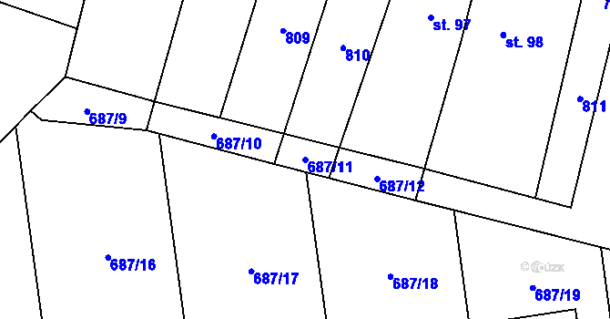 Parcela st. 687/11 v KÚ Rokytovec, Katastrální mapa