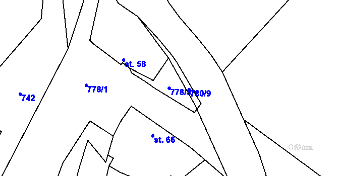 Parcela st. 778/5 v KÚ Rokytovec, Katastrální mapa