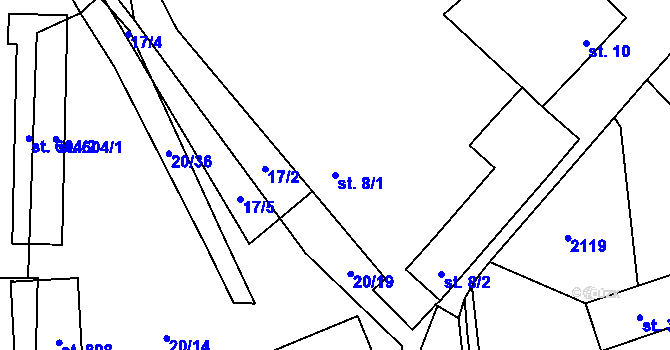 Parcela st. 8/1 v KÚ Ronov nad Doubravou, Katastrální mapa