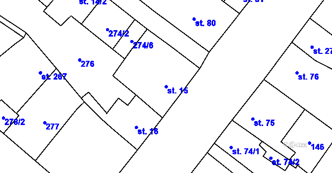 Parcela st. 15 v KÚ Ronov nad Doubravou, Katastrální mapa