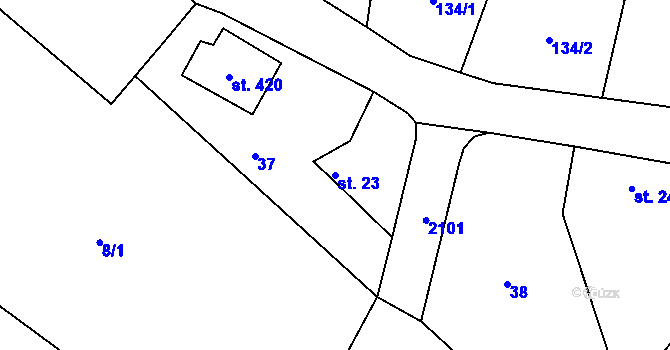Parcela st. 23 v KÚ Ronov nad Doubravou, Katastrální mapa