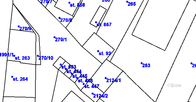 Parcela st. 92 v KÚ Ronov nad Doubravou, Katastrální mapa