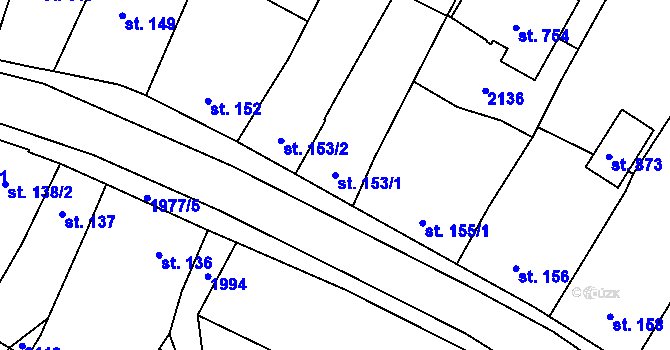 Parcela st. 153/1 v KÚ Ronov nad Doubravou, Katastrální mapa