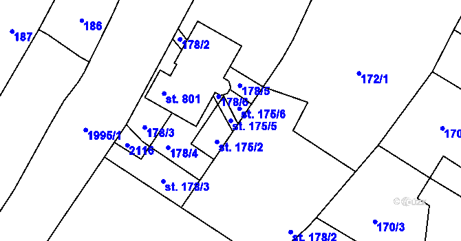 Parcela st. 175/5 v KÚ Ronov nad Doubravou, Katastrální mapa