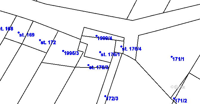Parcela st. 176/1 v KÚ Ronov nad Doubravou, Katastrální mapa