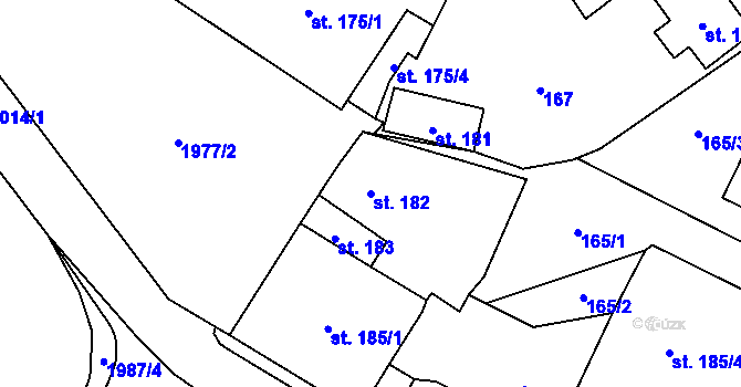 Parcela st. 182 v KÚ Ronov nad Doubravou, Katastrální mapa