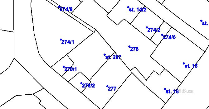 Parcela st. 267 v KÚ Ronov nad Doubravou, Katastrální mapa