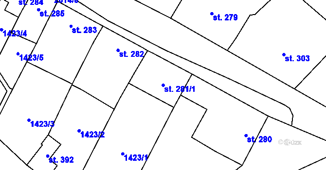 Parcela st. 281/1 v KÚ Ronov nad Doubravou, Katastrální mapa