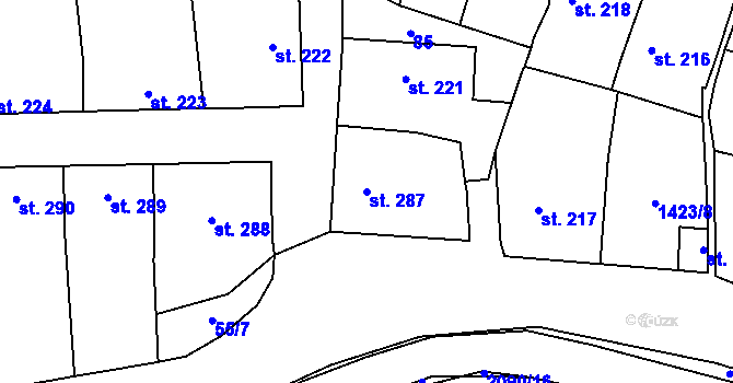 Parcela st. 287 v KÚ Ronov nad Doubravou, Katastrální mapa