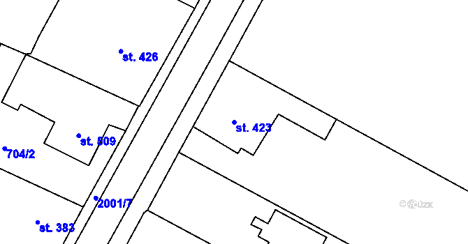 Parcela st. 423 v KÚ Ronov nad Doubravou, Katastrální mapa