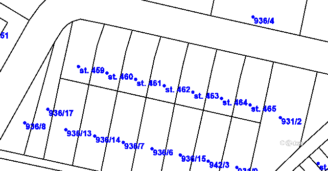 Parcela st. 462 v KÚ Ronov nad Doubravou, Katastrální mapa