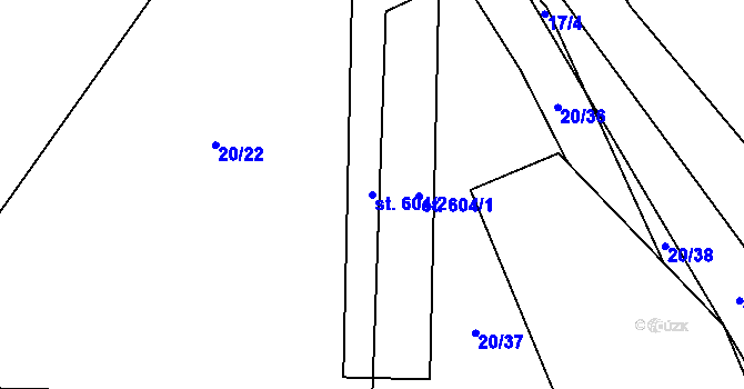 Parcela st. 604/2 v KÚ Ronov nad Doubravou, Katastrální mapa
