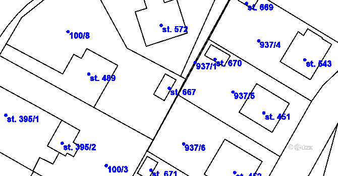 Parcela st. 667 v KÚ Ronov nad Doubravou, Katastrální mapa