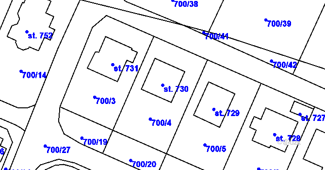 Parcela st. 730 v KÚ Ronov nad Doubravou, Katastrální mapa
