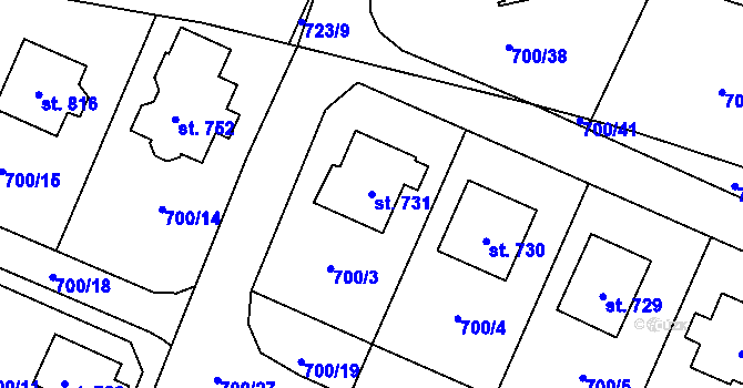 Parcela st. 731 v KÚ Ronov nad Doubravou, Katastrální mapa