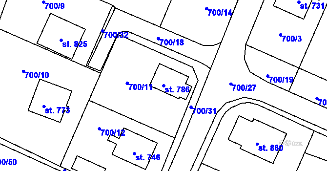 Parcela st. 786 v KÚ Ronov nad Doubravou, Katastrální mapa