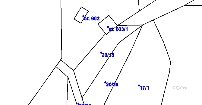 Parcela st. 20/15 v KÚ Ronov nad Doubravou, Katastrální mapa