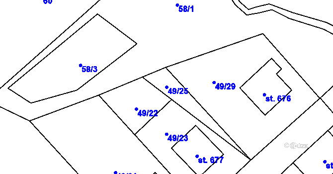 Parcela st. 49/25 v KÚ Ronov nad Doubravou, Katastrální mapa
