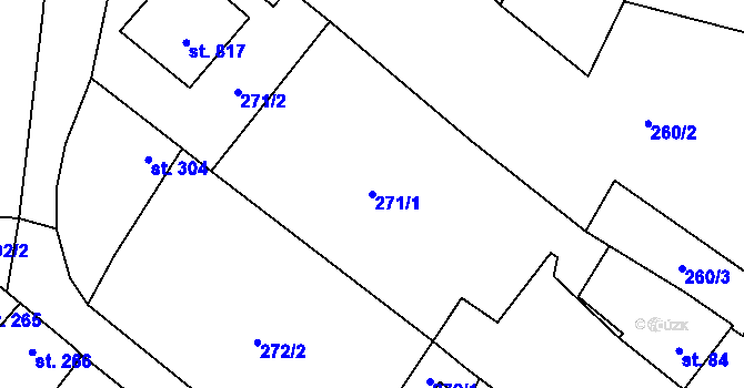 Parcela st. 271/1 v KÚ Ronov nad Doubravou, Katastrální mapa