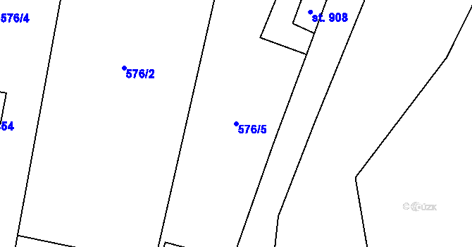 Parcela st. 576/5 v KÚ Ronov nad Doubravou, Katastrální mapa