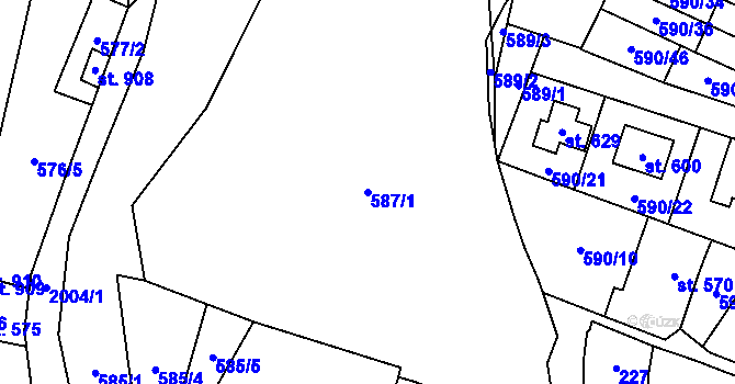 Parcela st. 587/1 v KÚ Ronov nad Doubravou, Katastrální mapa