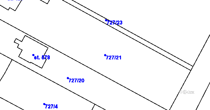Parcela st. 727/21 v KÚ Ronov nad Doubravou, Katastrální mapa