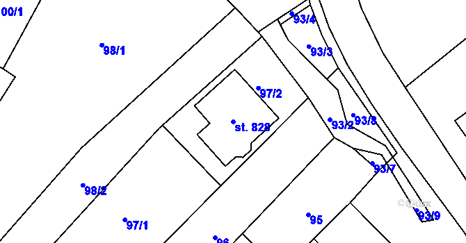 Parcela st. 828 v KÚ Ronov nad Doubravou, Katastrální mapa