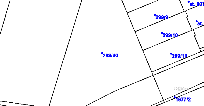 Parcela st. 299/40 v KÚ Ronov nad Doubravou, Katastrální mapa