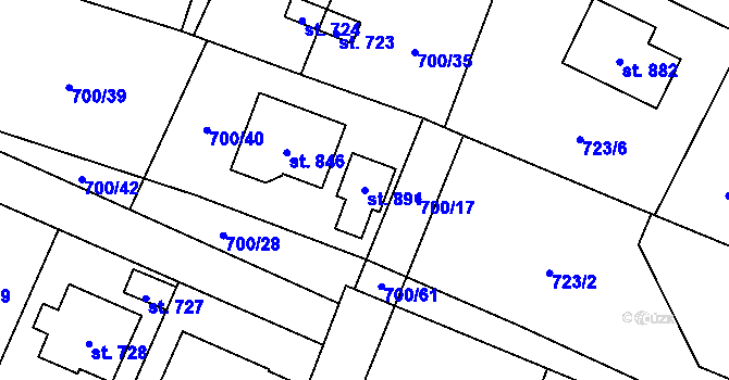 Parcela st. 891 v KÚ Ronov nad Doubravou, Katastrální mapa