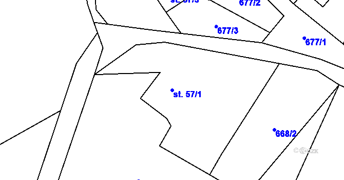 Parcela st. 57/1 v KÚ Ropice, Katastrální mapa