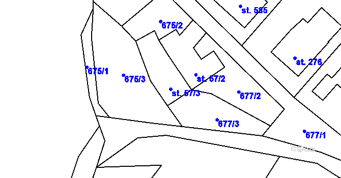 Parcela st. 57/3 v KÚ Ropice, Katastrální mapa