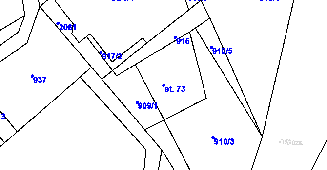 Parcela st. 73 v KÚ Ropice, Katastrální mapa