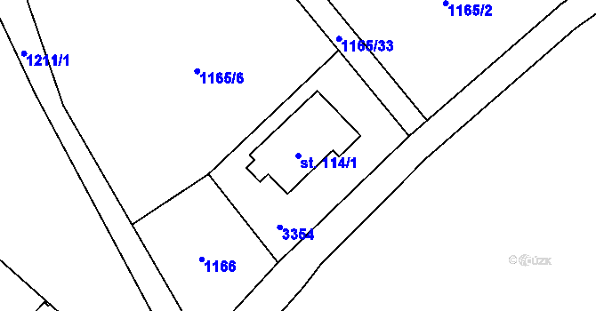 Parcela st. 114/1 v KÚ Ropice, Katastrální mapa