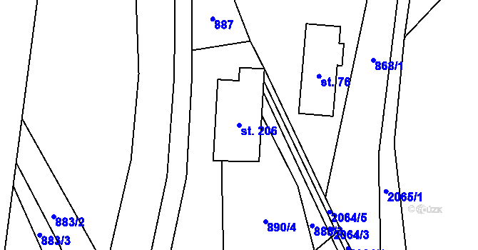 Parcela st. 206 v KÚ Ropice, Katastrální mapa